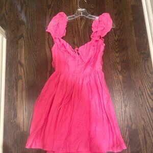Hello Molly Pink Ruched Ruffled Sundress